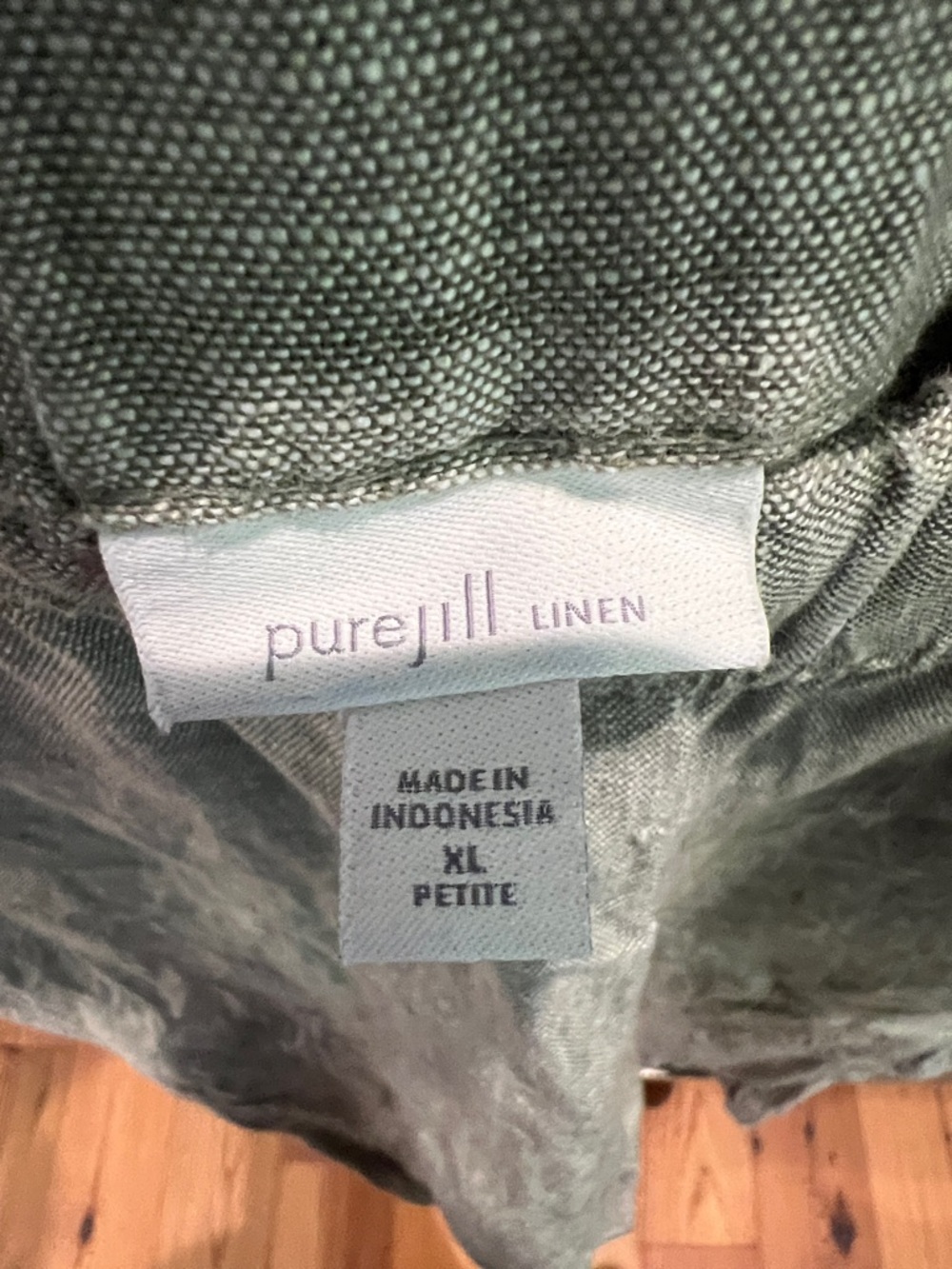 J. Jill Light Gray/Green Cropped Linen Blend Pants - Picture 3 of 4